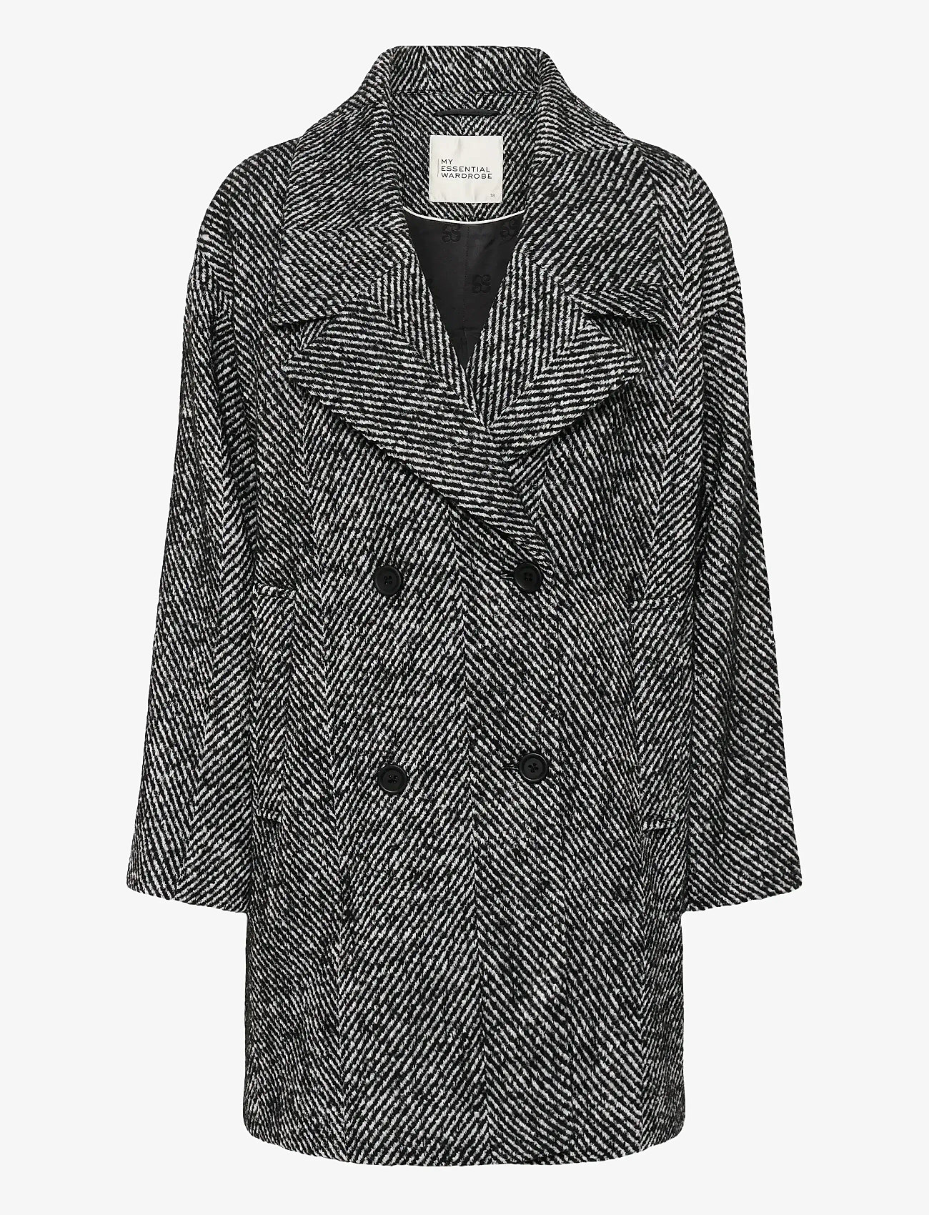 My Essential Wardrobe - MaggieMW Knee Coat - kappor - black - off white combo - 1