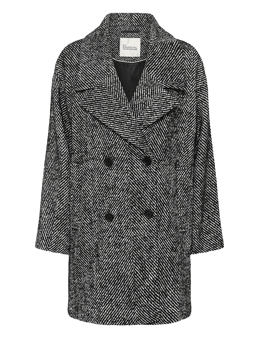 My Essential Wardrobe - MaggieMW Knee Coat - mäntel - black - off white combo - 1