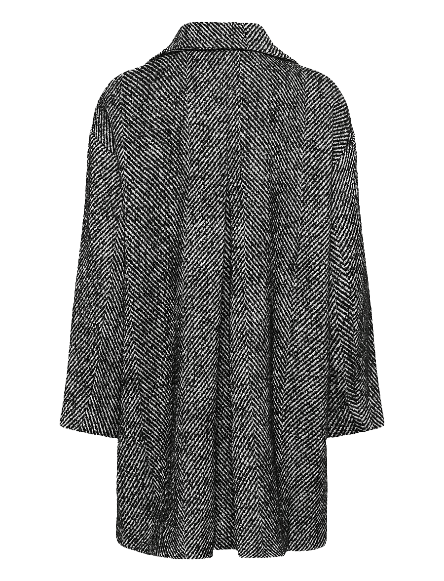 My Essential Wardrobe - MaggieMW Knee Coat - mäntel - black - off white combo - 2