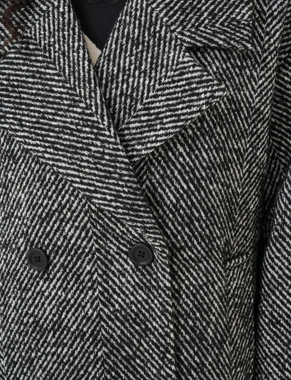 My Essential Wardrobe - MaggieMW Knee Coat - kappor - black - off white combo - 5