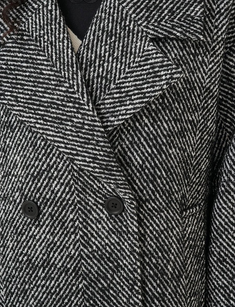 My Essential Wardrobe - MaggieMW Knee Coat - mäntel - black - off white combo - 5