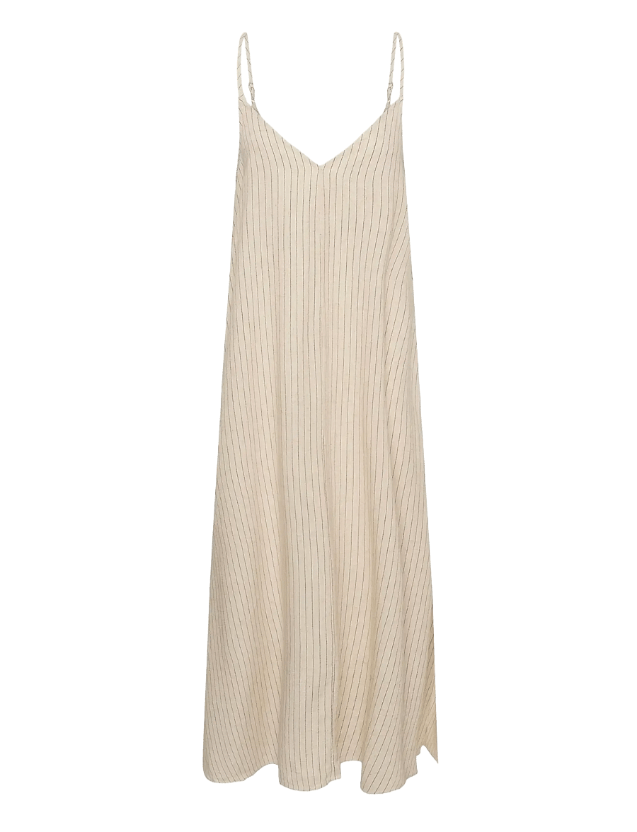 My Essential Wardrobe - JannieMW Nelly Strap Dress - slipklänningar - oatmeal w. black stripe - 1