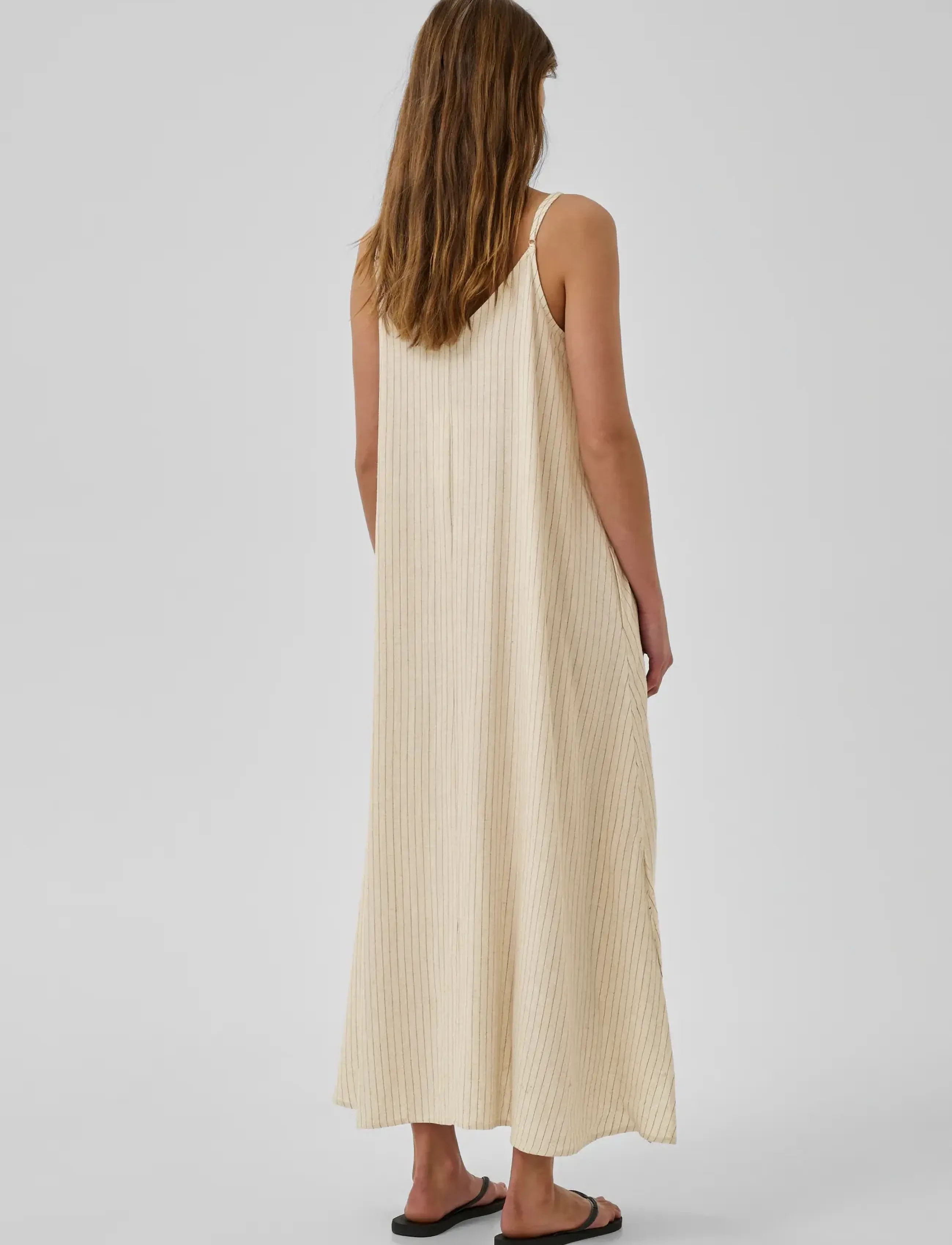 My Essential Wardrobe - JannieMW Nelly Strap Dress - „slip" suknelės - oatmeal w. black stripe - 3
