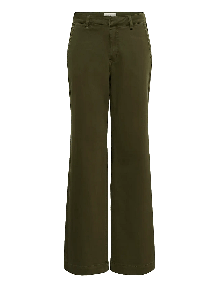 My Essential Wardrobe - Pant Wide MWLara 149 - straight leg trousers - olive night - 0