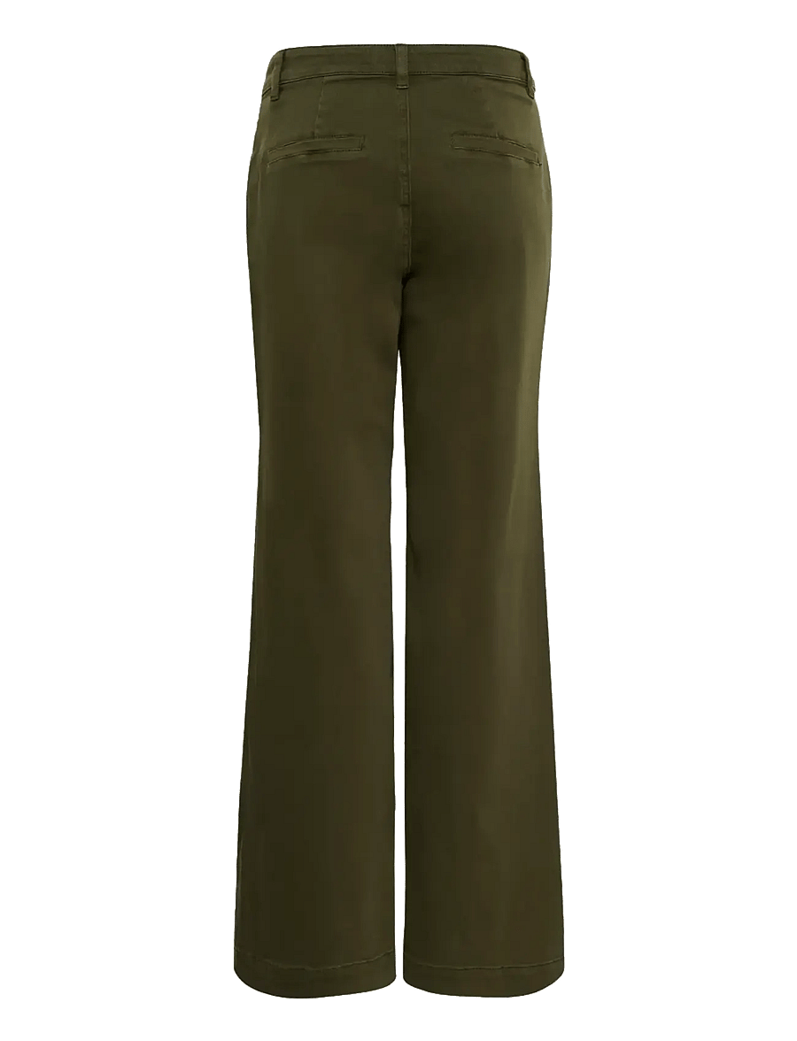 My Essential Wardrobe - Pant Wide MWLara 149 - straight leg trousers - olive night - 1