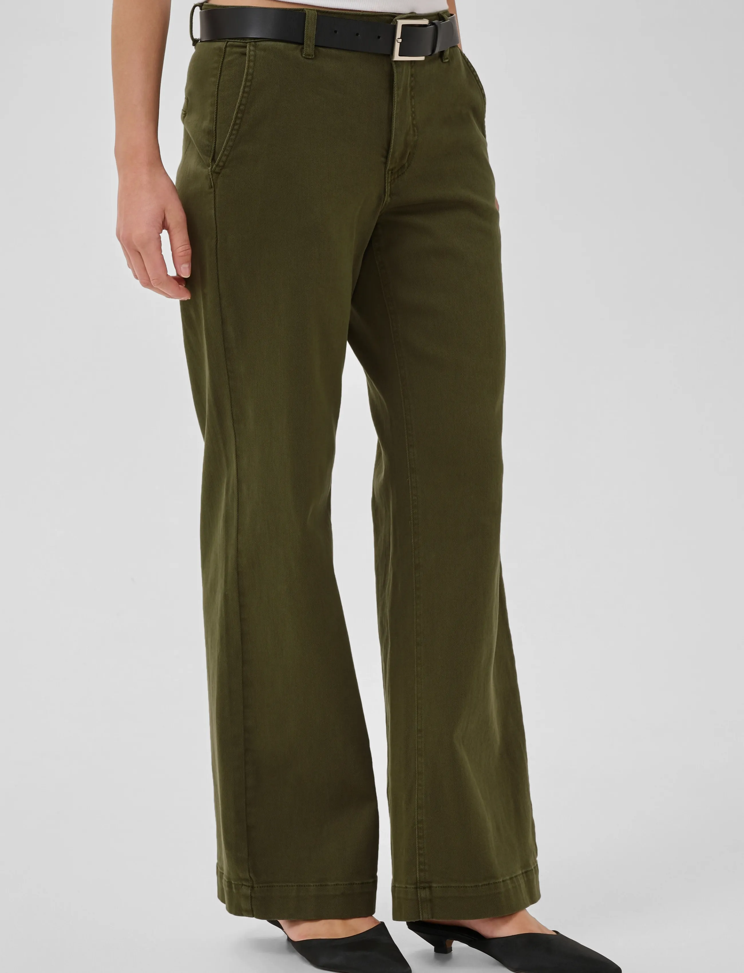 My Essential Wardrobe - Pant Wide MWLara 149 - raka byxor - olive night - 2