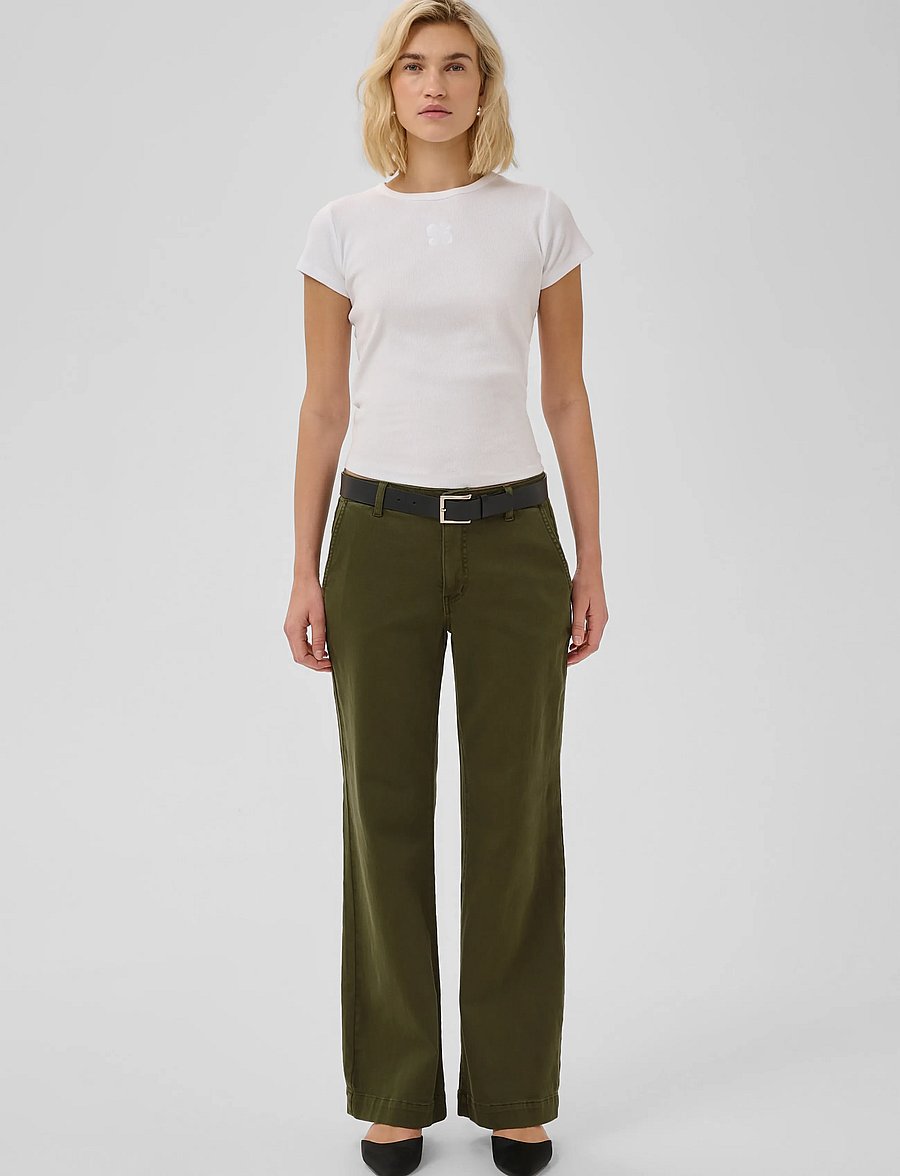 My Essential Wardrobe - Pant Wide MWLara 149 - straight leg trousers - olive night - 3