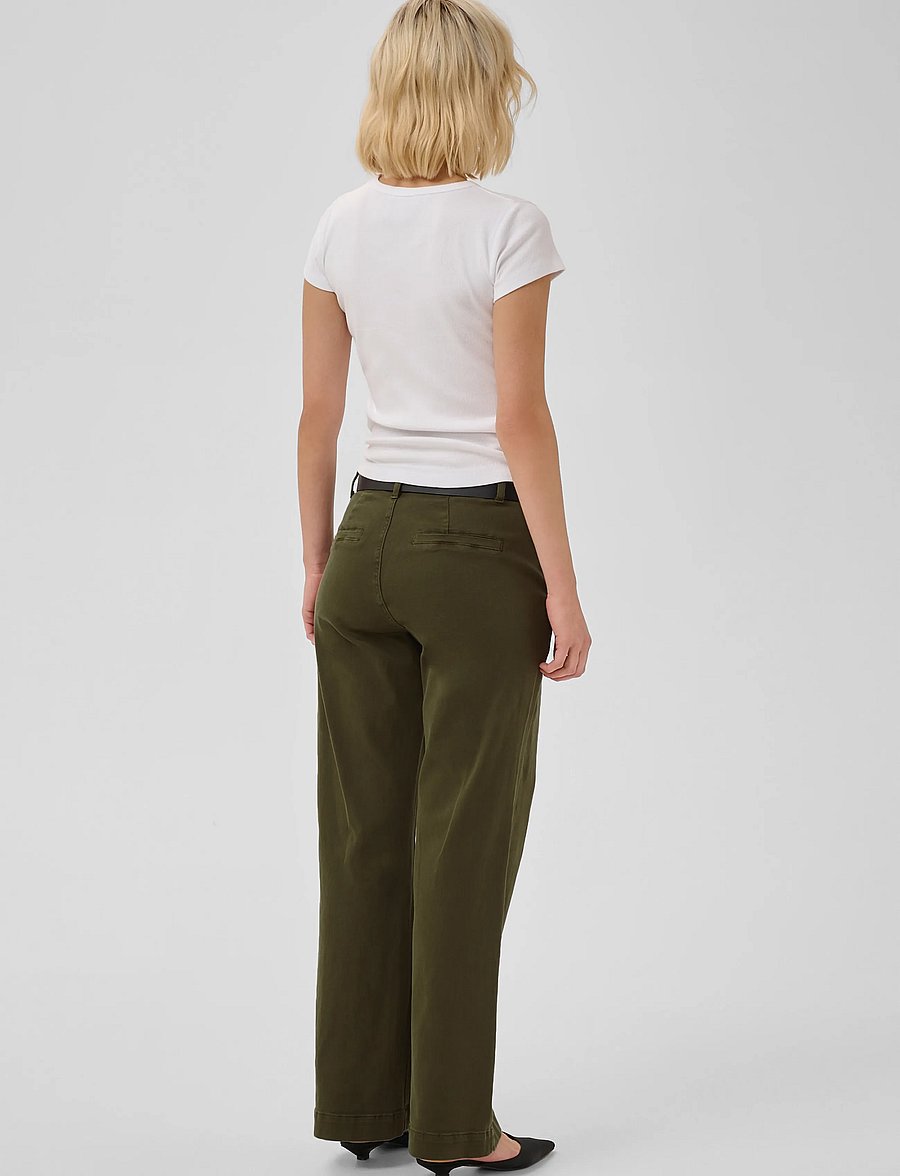 My Essential Wardrobe - Pant Wide MWLara 149 - straight leg trousers - olive night - 4