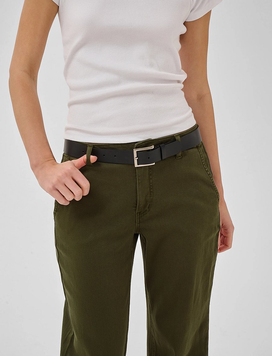 My Essential Wardrobe - Pant Wide MWLara 149 - straight leg trousers - olive night - 5