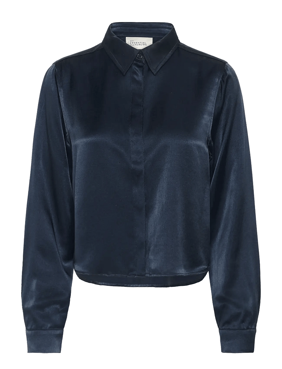 My Essential Wardrobe - EstelleMW Short Shirt - langærmede skjorter - after midnight - 1