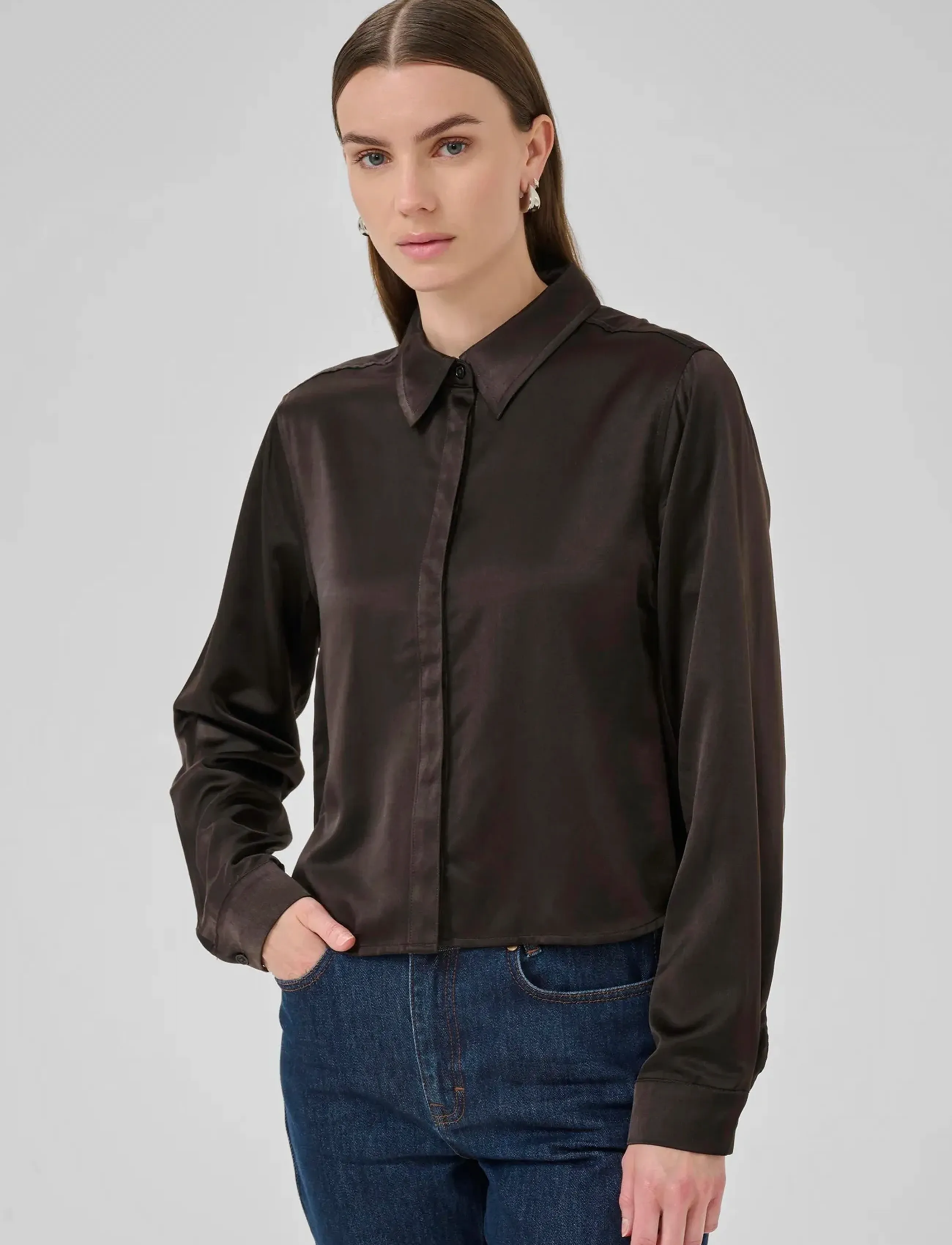 My Essential Wardrobe Estellemw Short Shirt, 44, Black, Skjorter > Langærmede, Dame