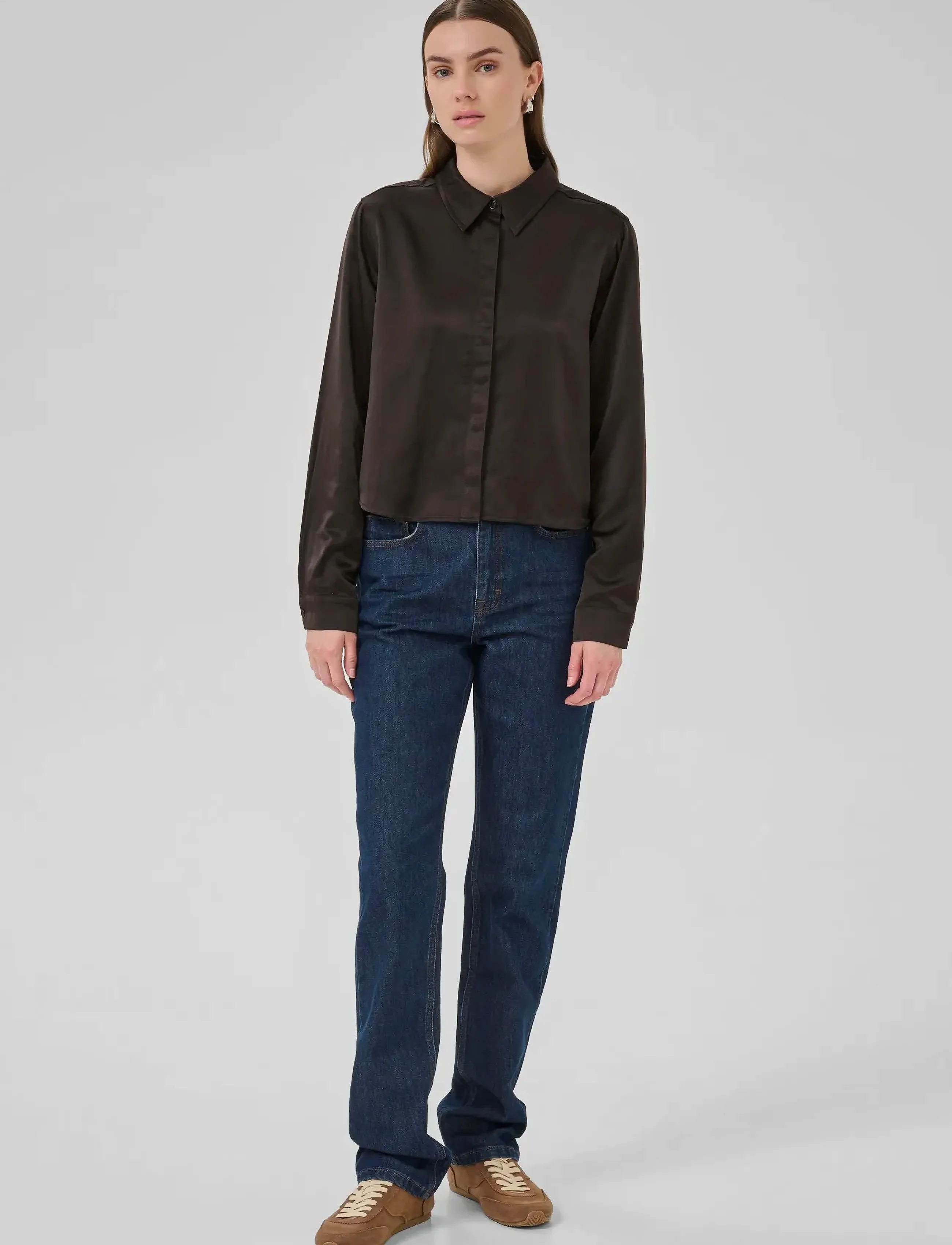 My Essential Wardrobe - EstelleMW Short Shirt - pikkade varrukatega särgid - espresso - 3