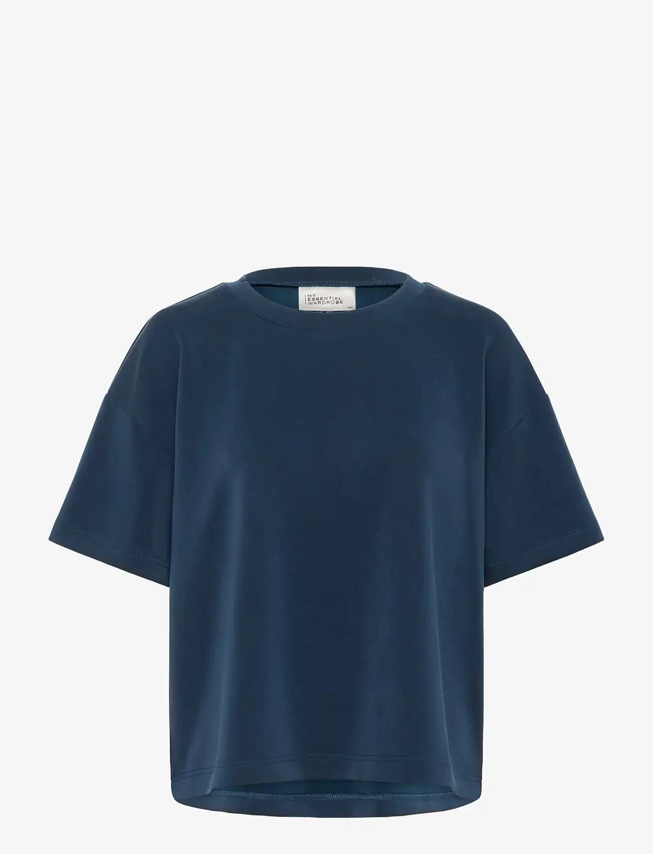 My Essential Wardrobe - HelleMW EMB Boxy Tee - t-shirts - after midnight - 1