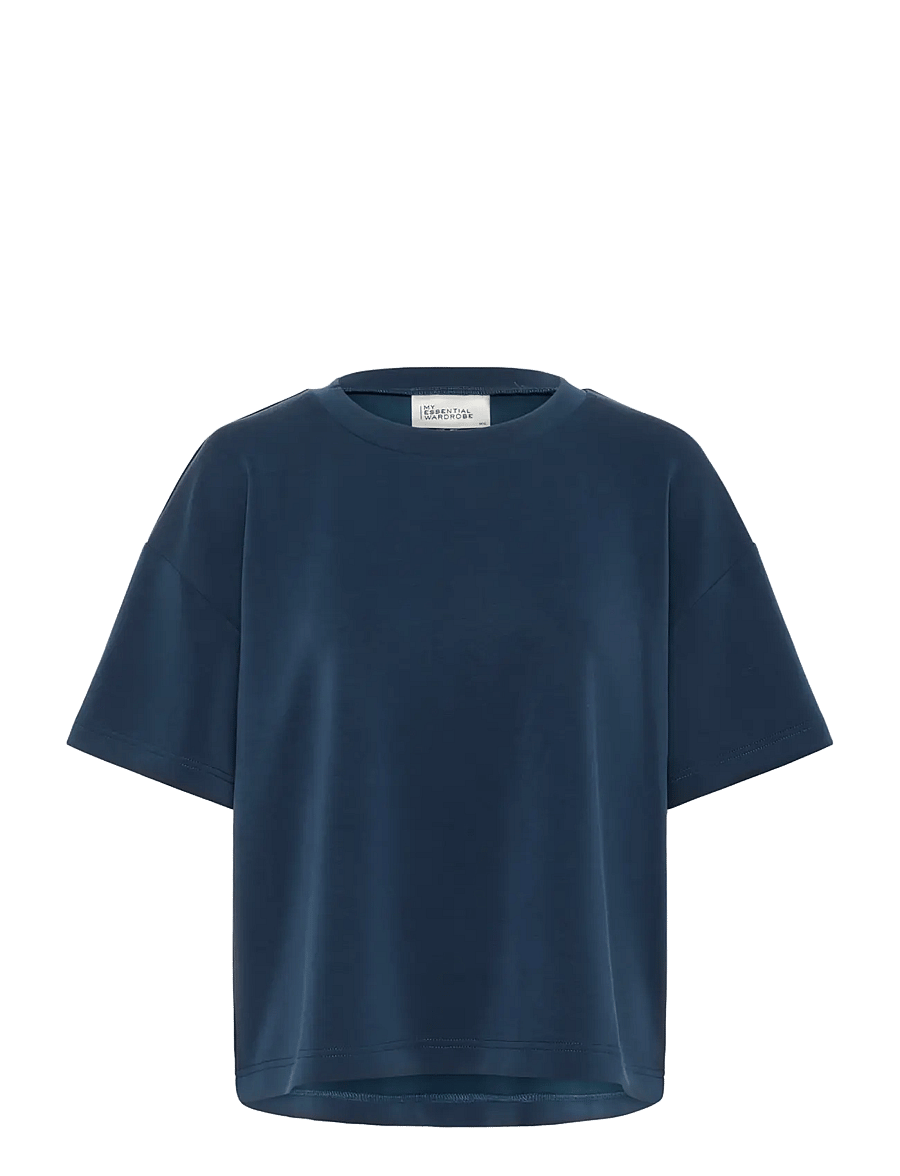 My Essential Wardrobe - HelleMW EMB Boxy Tee - t-shirts - after midnight - 1