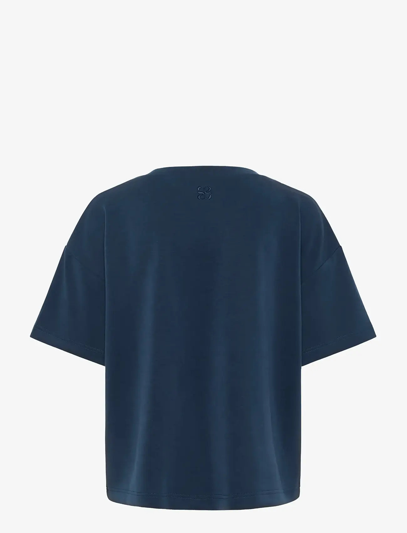 My Essential Wardrobe - HelleMW EMB Boxy Tee - t-shirts - after midnight - 2