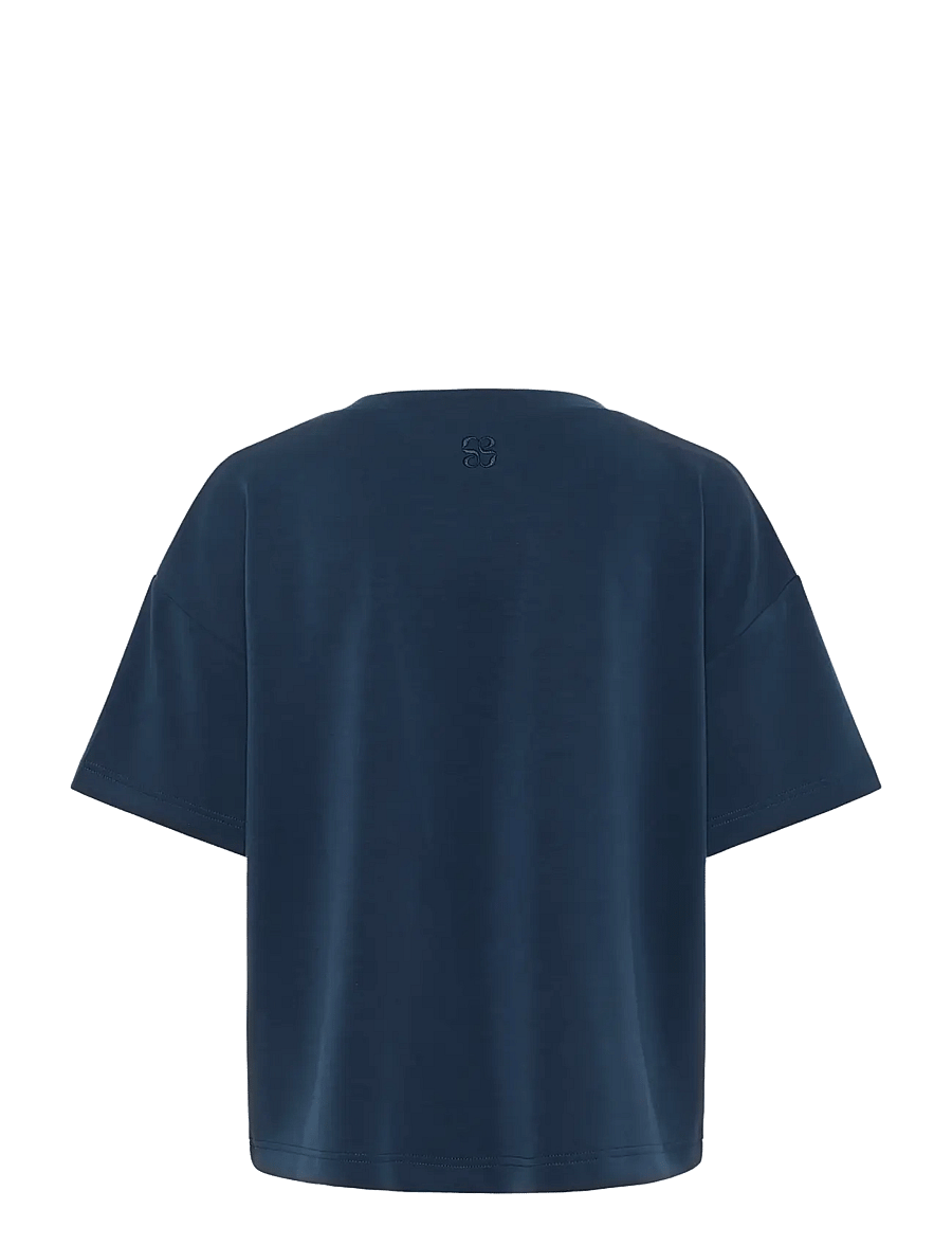My Essential Wardrobe - HelleMW EMB Boxy Tee - t-shirts - after midnight - 2