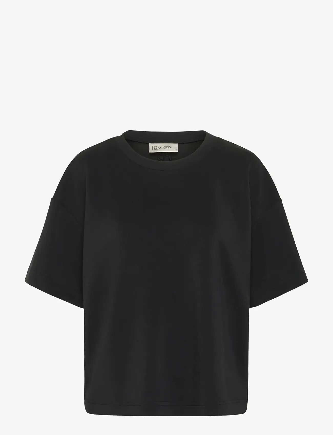 My Essential Wardrobe - HelleMW EMB Boxy Tee - efterårstøj - black - 1