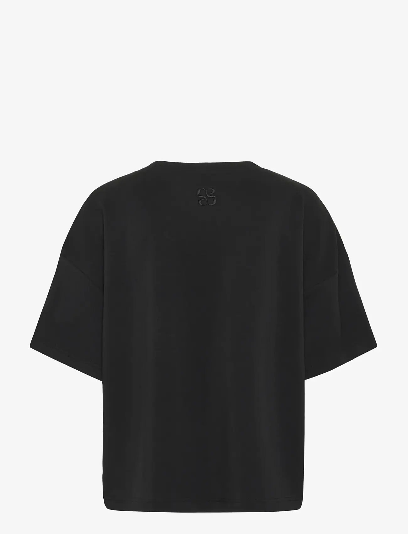 My Essential Wardrobe - HelleMW EMB Boxy Tee - efterårstøj - black - 2