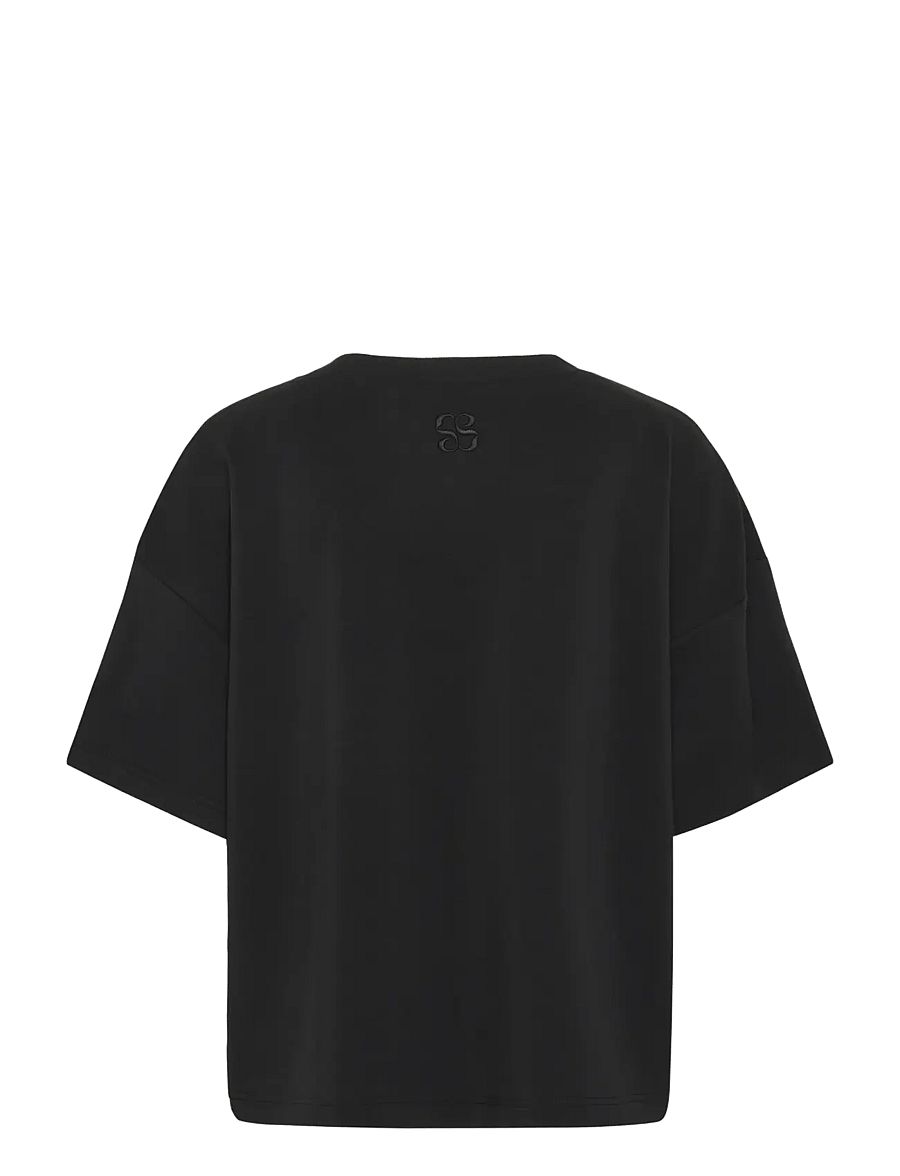 My Essential Wardrobe - HelleMW EMB Boxy Tee - t-shirts - black - 2
