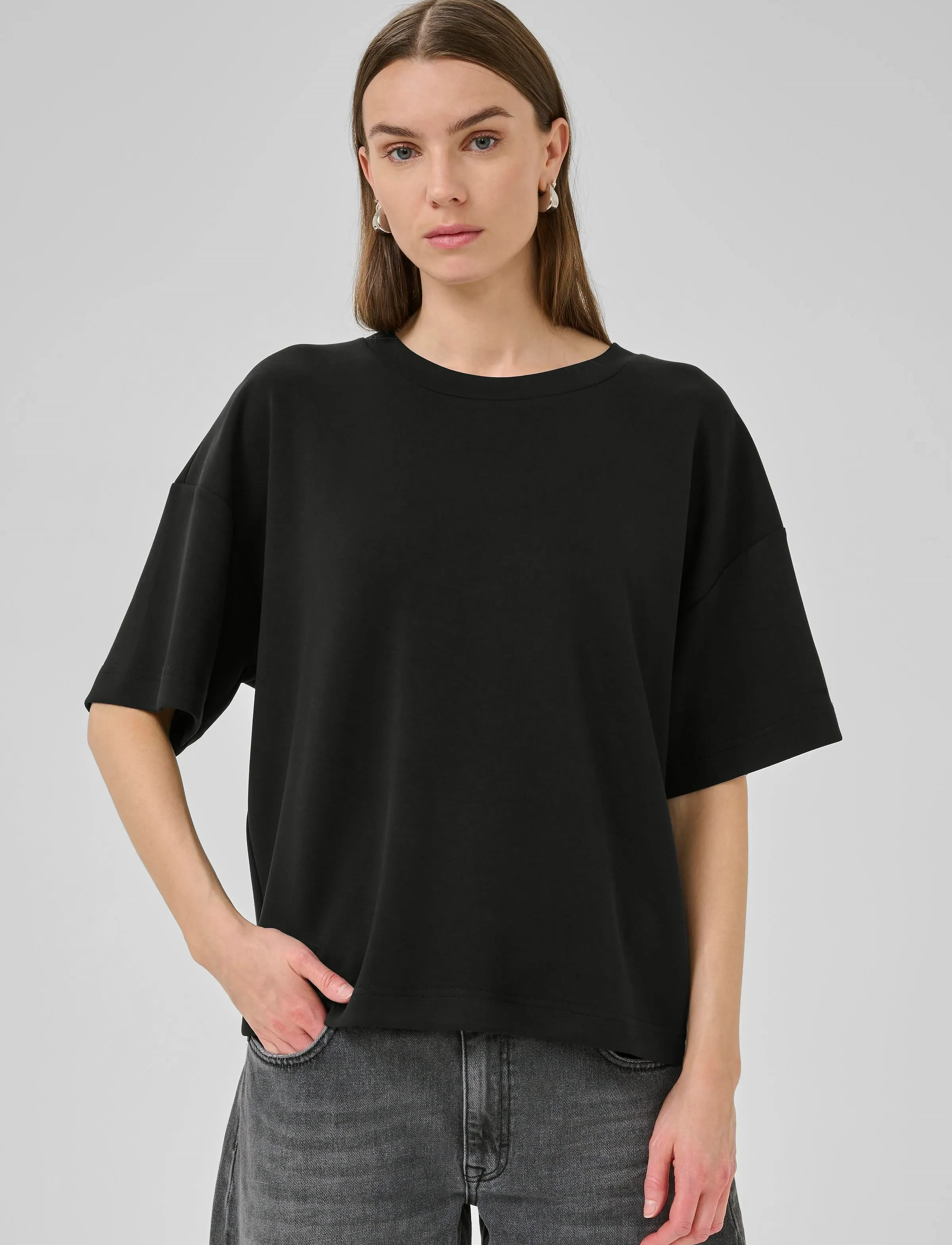 My Essential Wardrobe - HelleMW EMB Boxy Tee - t-shirts - black - 3