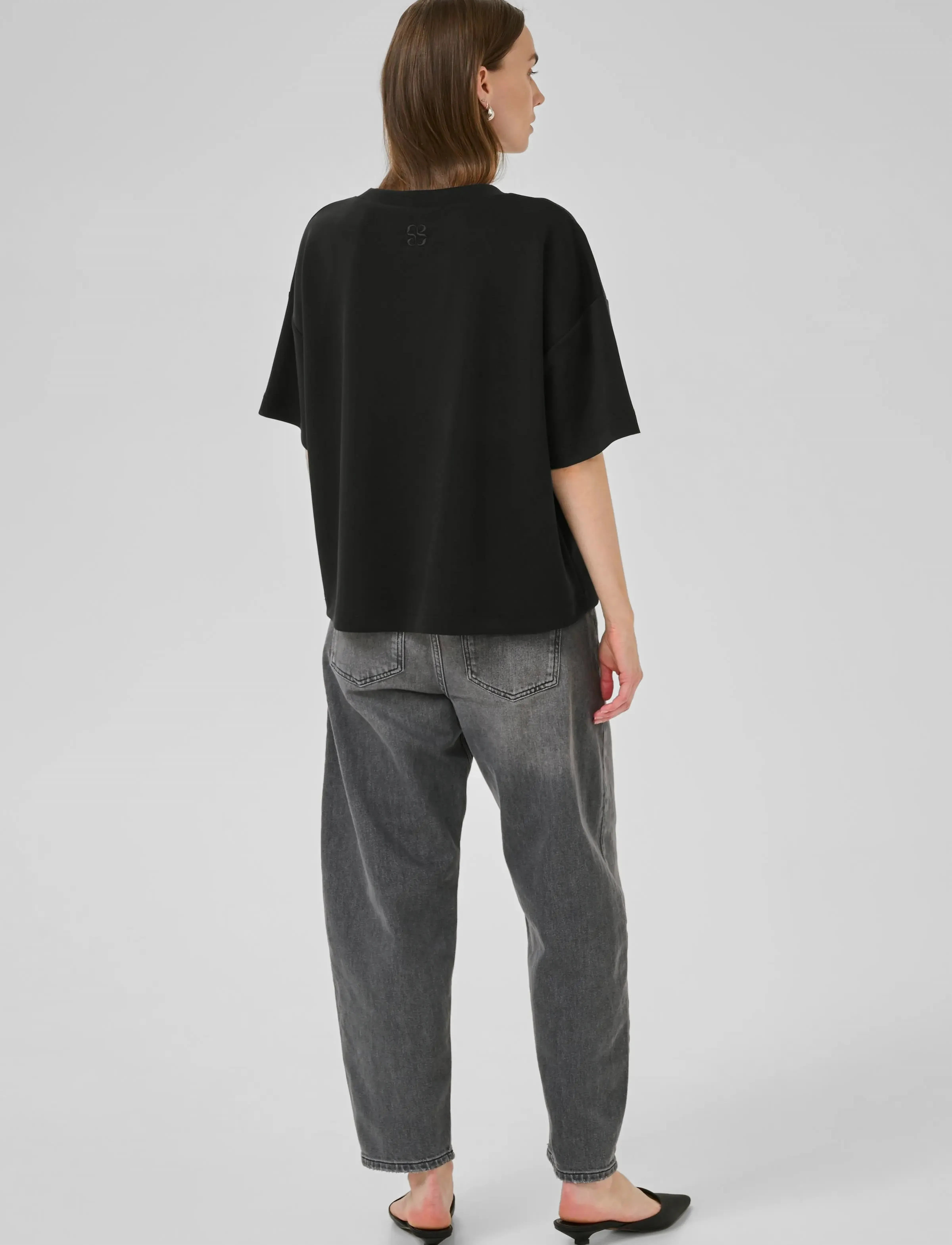 My Essential Wardrobe - HelleMW EMB Boxy Tee - t-shirts - black - 4