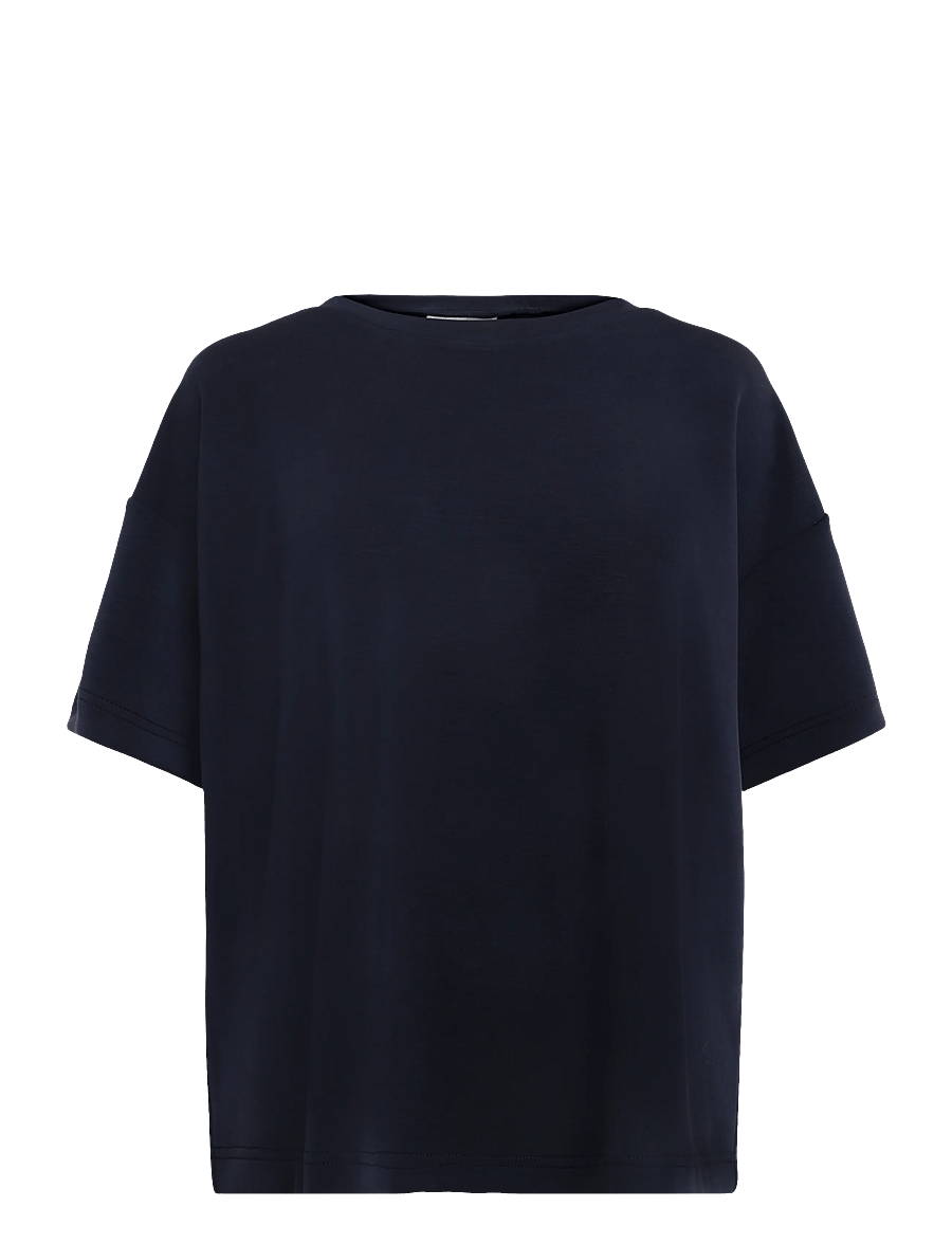 My Essential Wardrobe - HelleMW EMB Boxy Tee - t-shirts - dark sapphire blue - 0