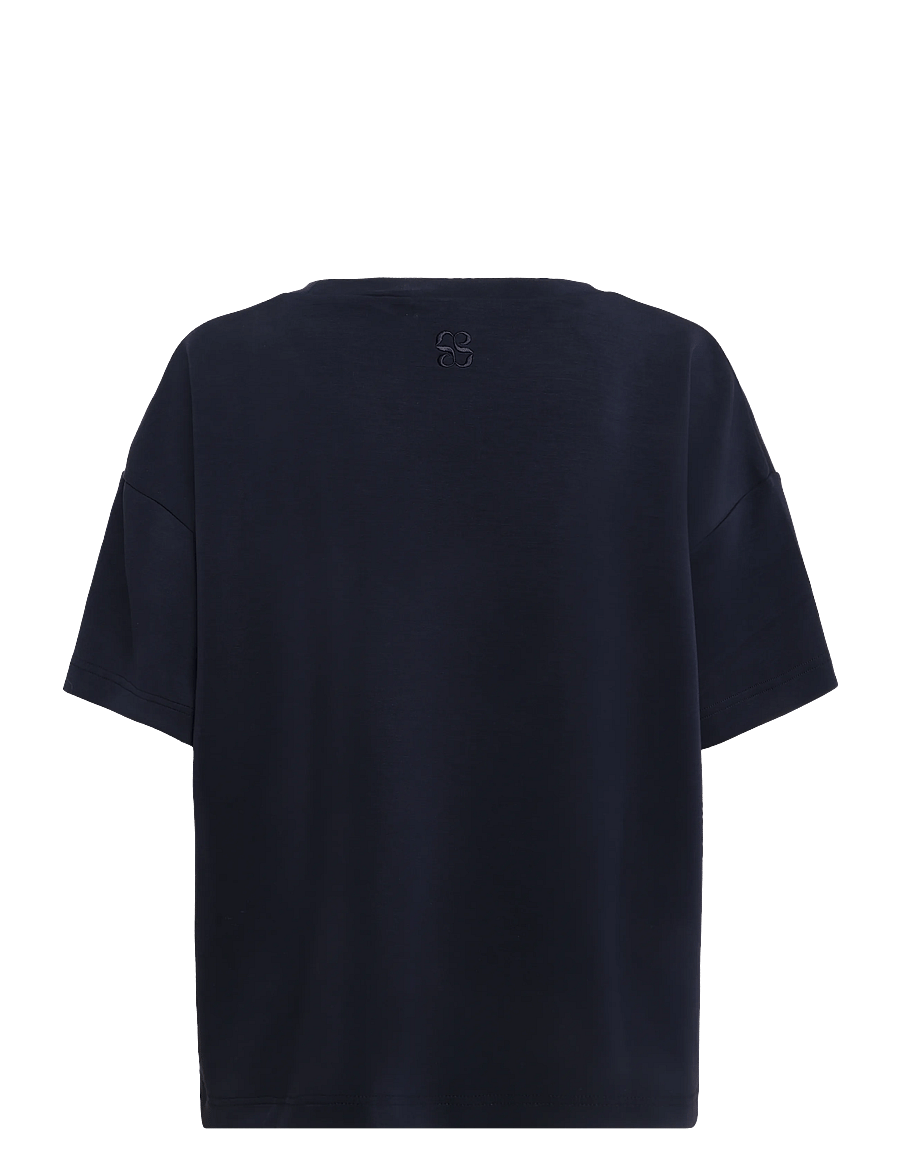 My Essential Wardrobe - HelleMW EMB Boxy Tee - t-shirts - dark sapphire blue - 1