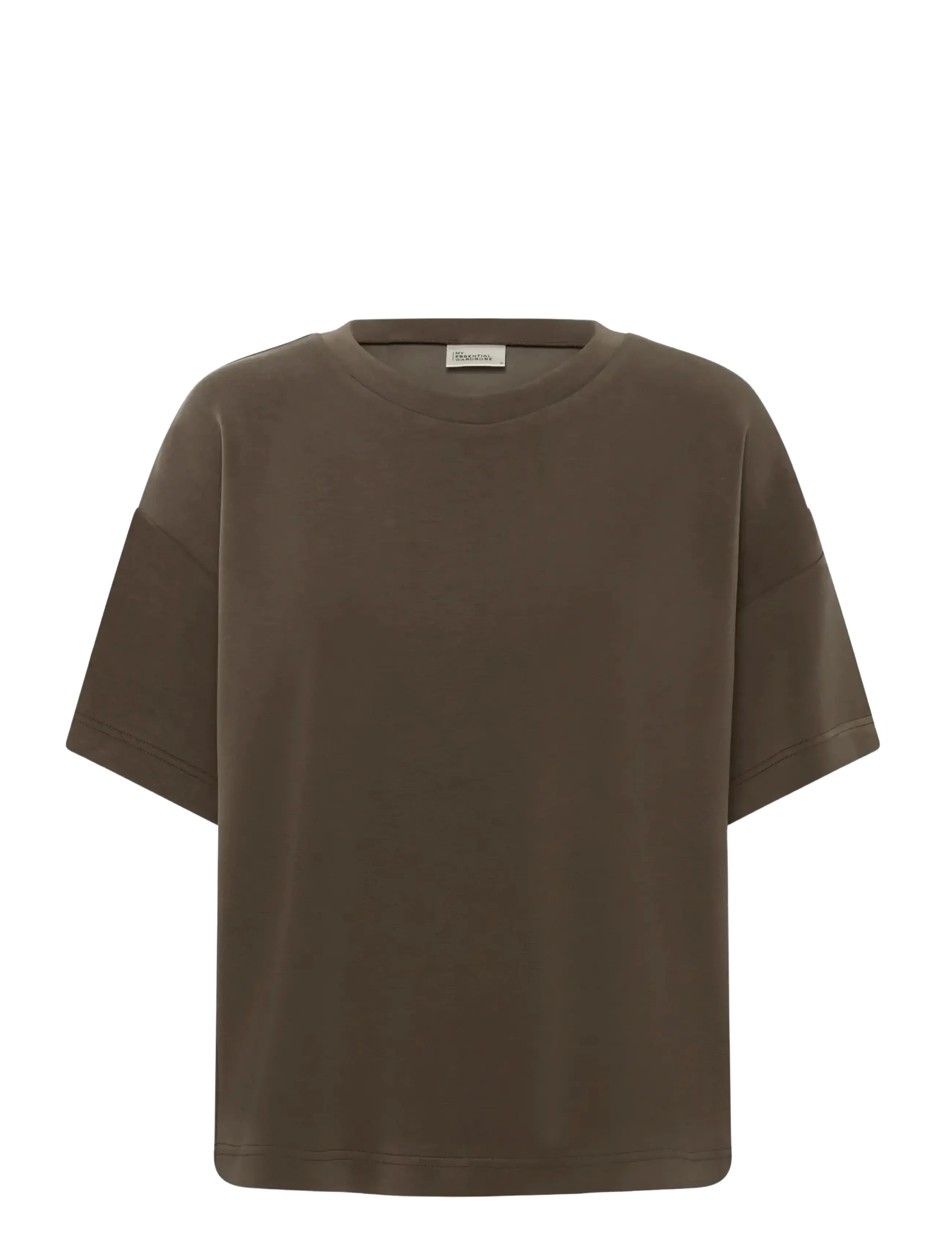 MY ESSENTIAL WARDROBE Hellemw Emb Boxy Tee Braun - M/L - Damen