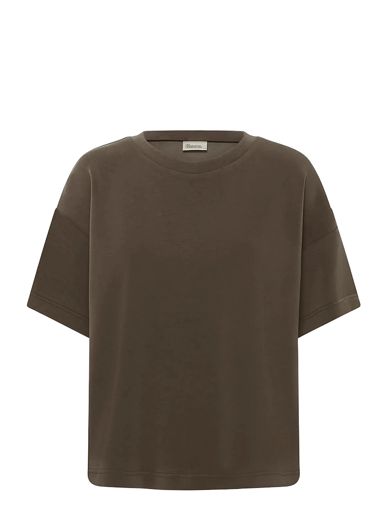 My Essential Wardrobe - HelleMW EMB Boxy Tee - t-shirts - major brown - 1