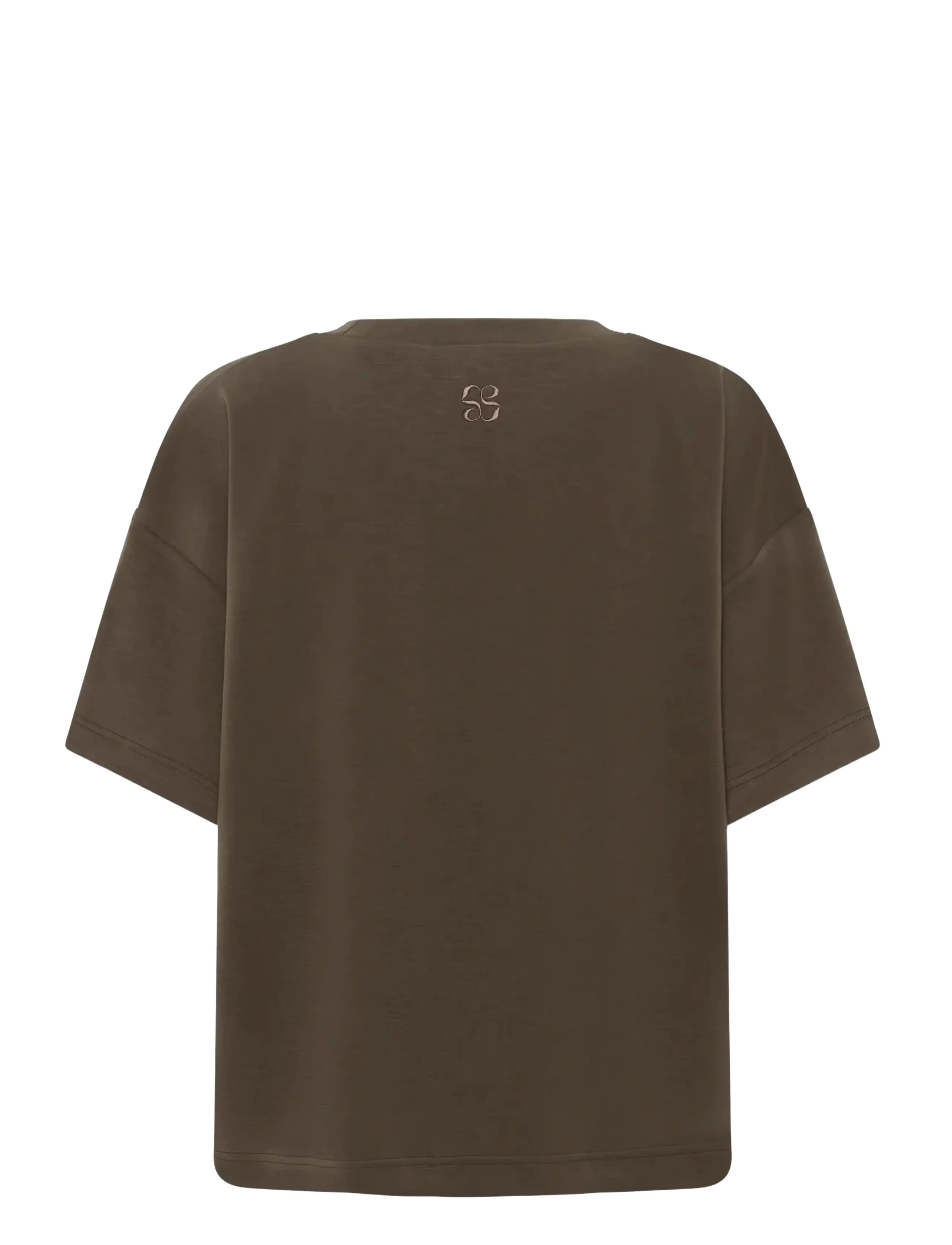 My Essential Wardrobe - HelleMW EMB Boxy Tee - t-shirts - major brown - 2