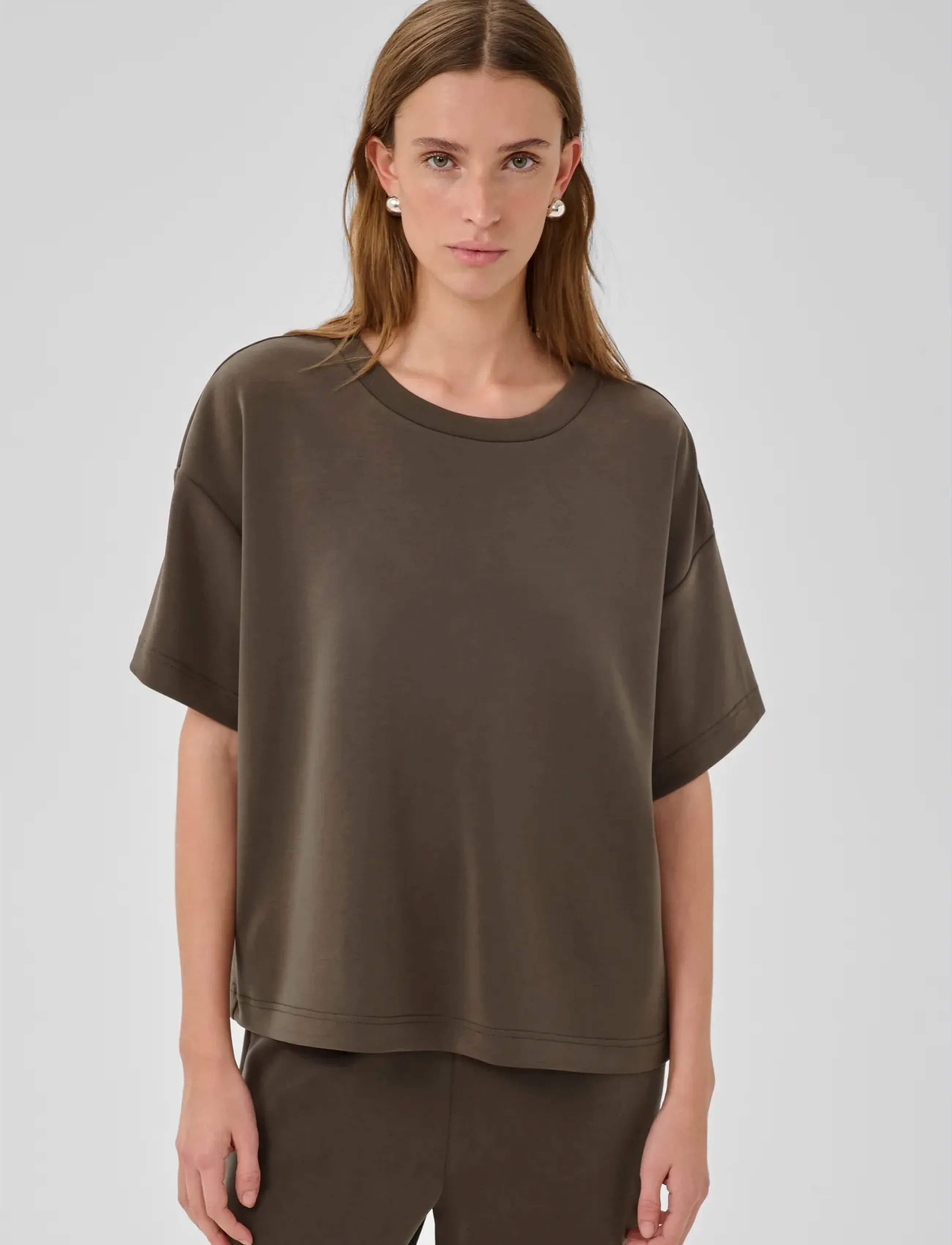 My Essential Wardrobe HelleMW EMB Boxy Tee - T-shirts - MAJOR BROWN / brown