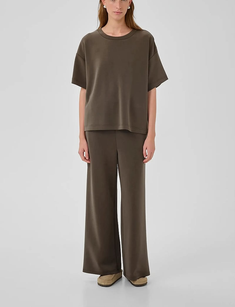 My Essential Wardrobe - HelleMW EMB Boxy Tee - t-shirts - major brown - 3