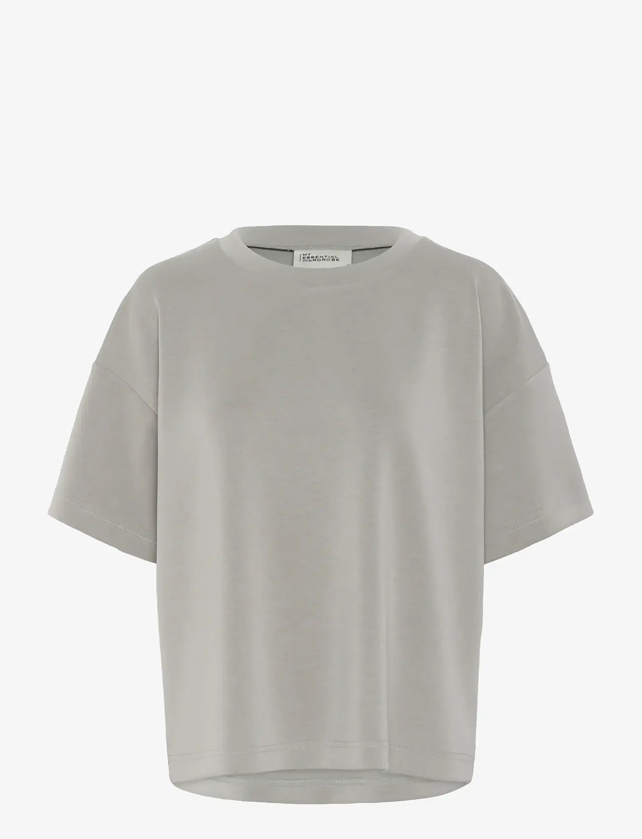 My Essential Wardrobe - HelleMW EMB Boxy Tee - t-shirts - moon mist - 1