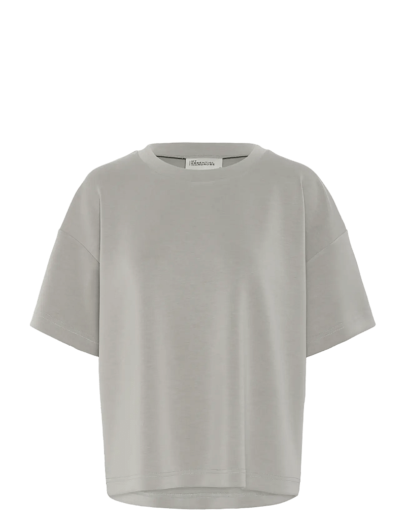 My Essential Wardrobe - HelleMW EMB Boxy Tee - t-shirts - moon mist - 1