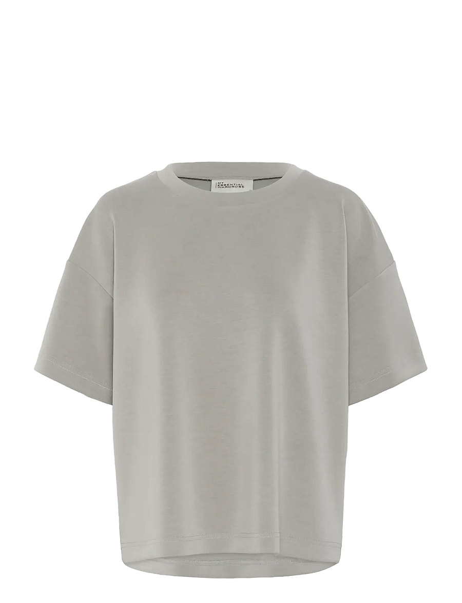 My Essential Wardrobe - HelleMW EMB Boxy Tee - t-shirts - moon mist - 1