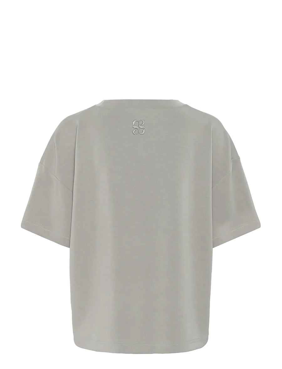 My Essential Wardrobe - HelleMW EMB Boxy Tee - t-shirts - moon mist - 2