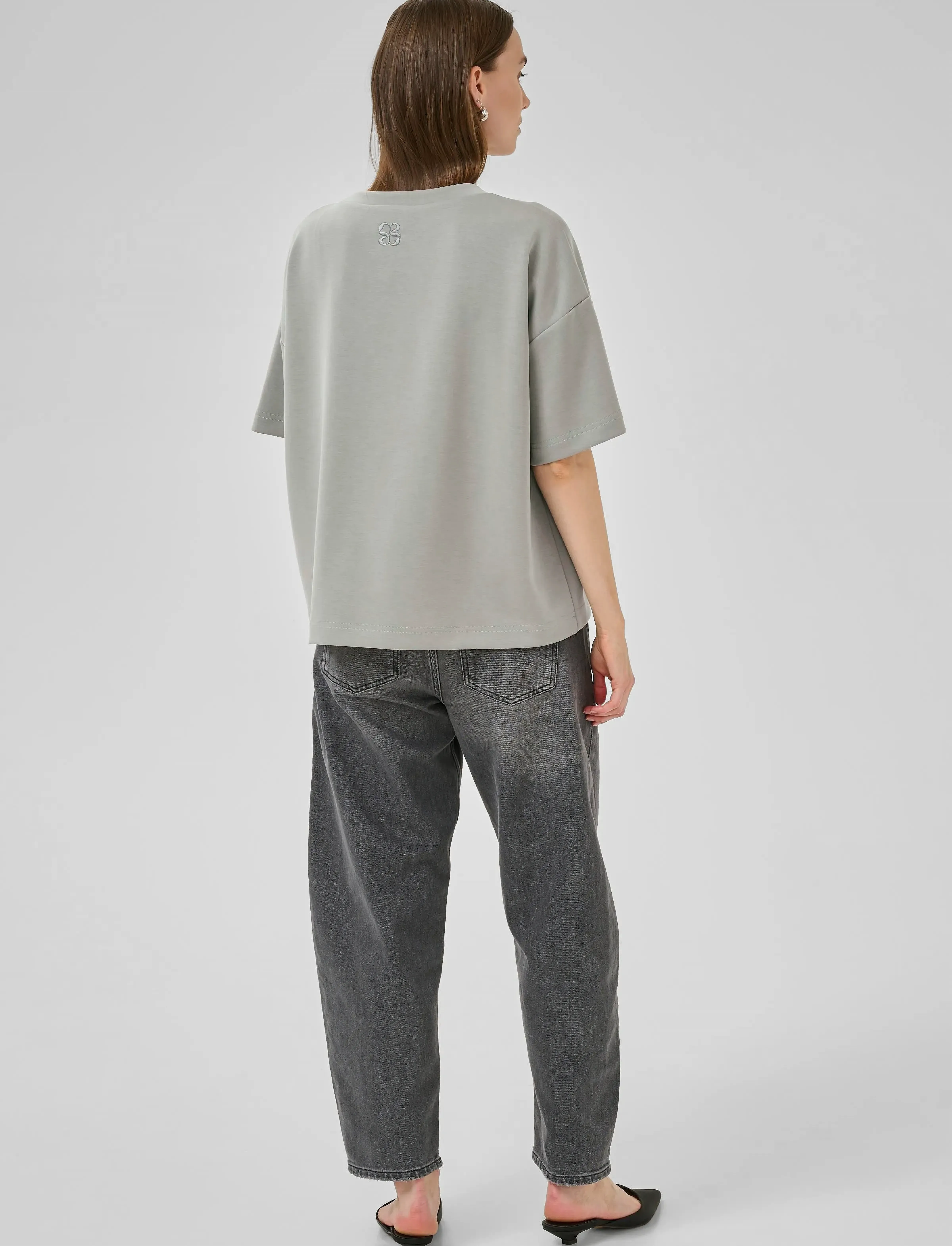 My Essential Wardrobe - HelleMW EMB Boxy Tee - t-shirts - moon mist - 4