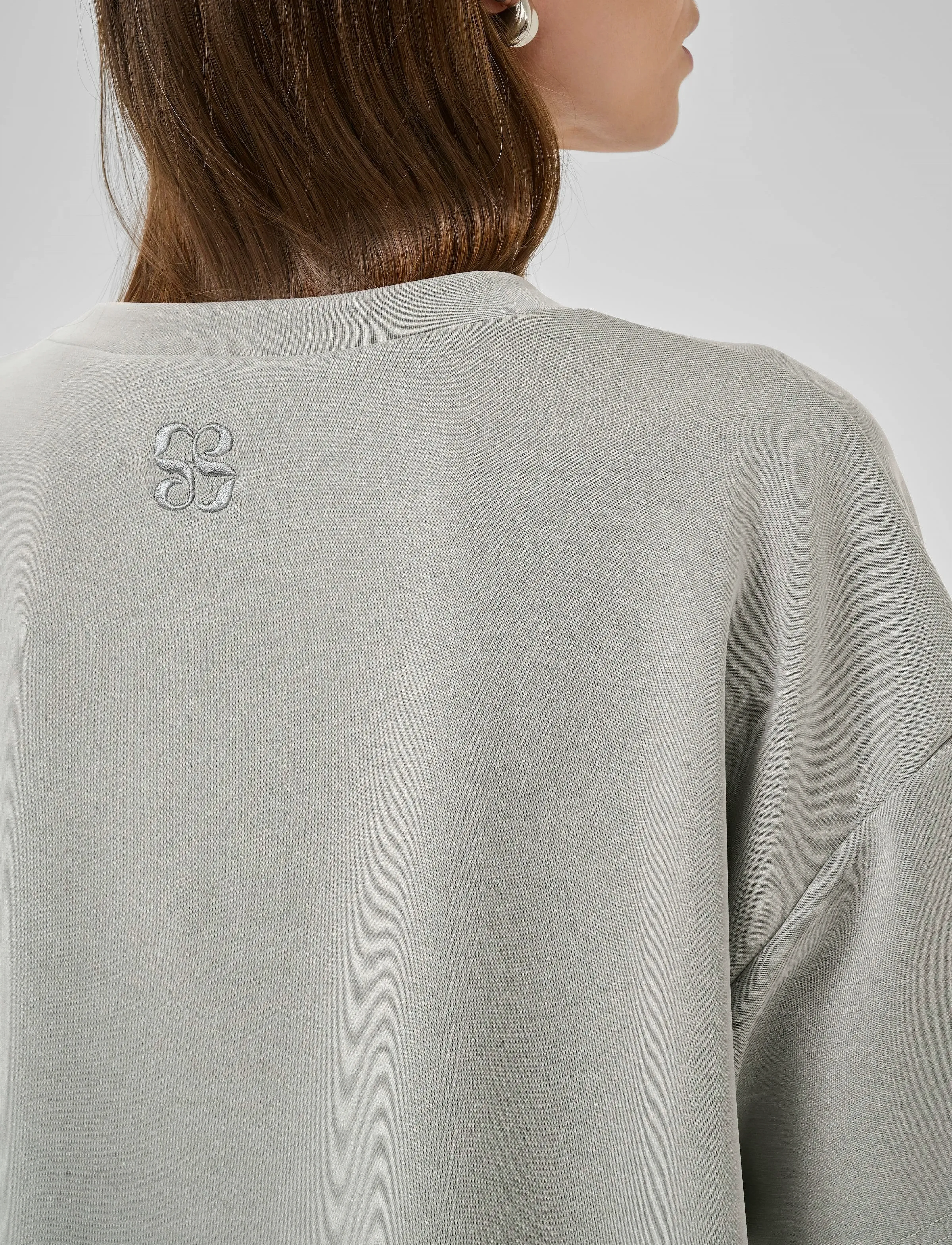 My Essential Wardrobe - HelleMW EMB Boxy Tee - t-shirts - moon mist - 5