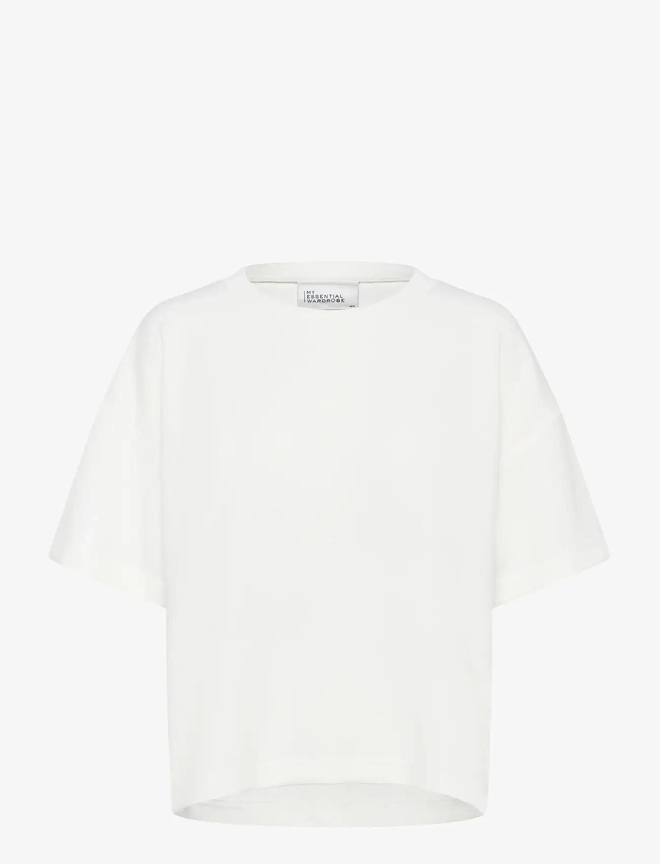 My Essential Wardrobe - HelleMW EMB Boxy Tee - t-shirts - snow white - 1