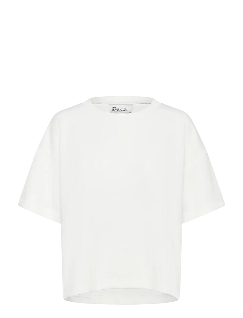 My Essential Wardrobe - HelleMW EMB Boxy Tee - t-shirts - snow white - 1
