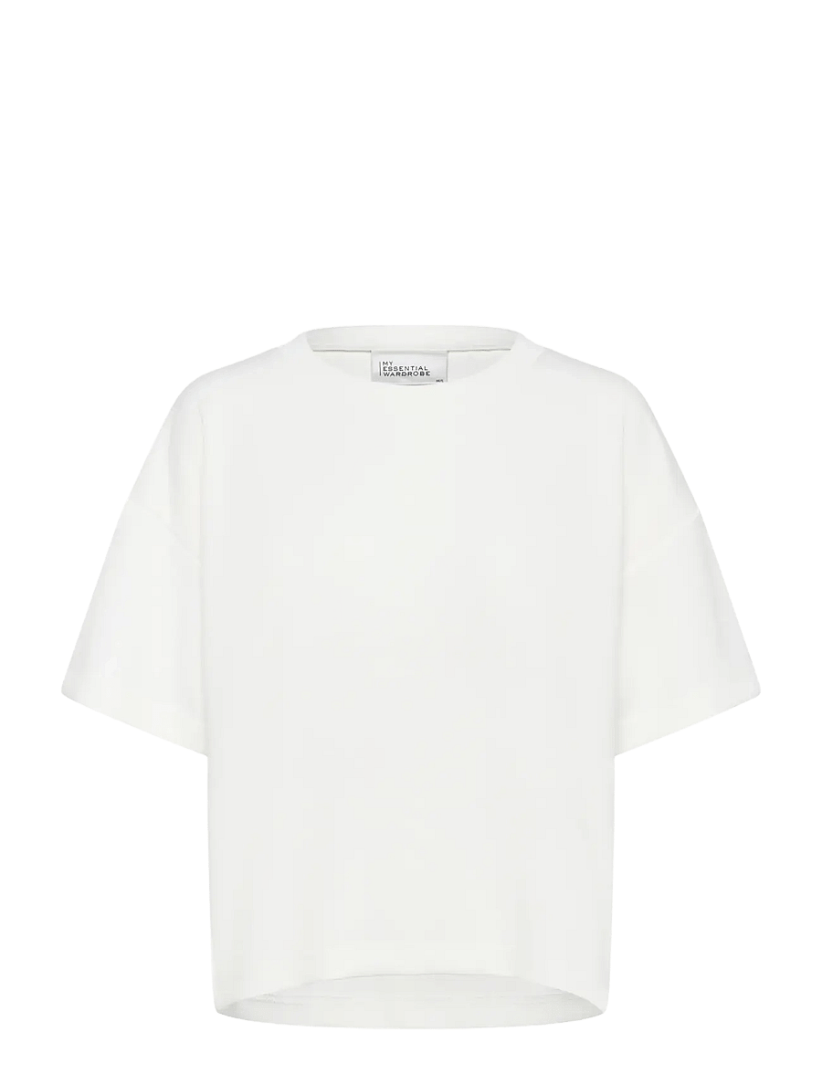 My Essential Wardrobe - HelleMW EMB Boxy Tee - t-shirts - snow white - 1