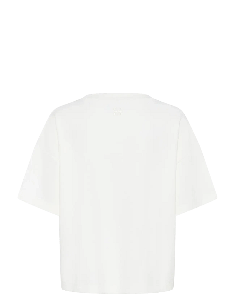 My Essential Wardrobe - HelleMW EMB Boxy Tee - t-shirts - snow white - 2