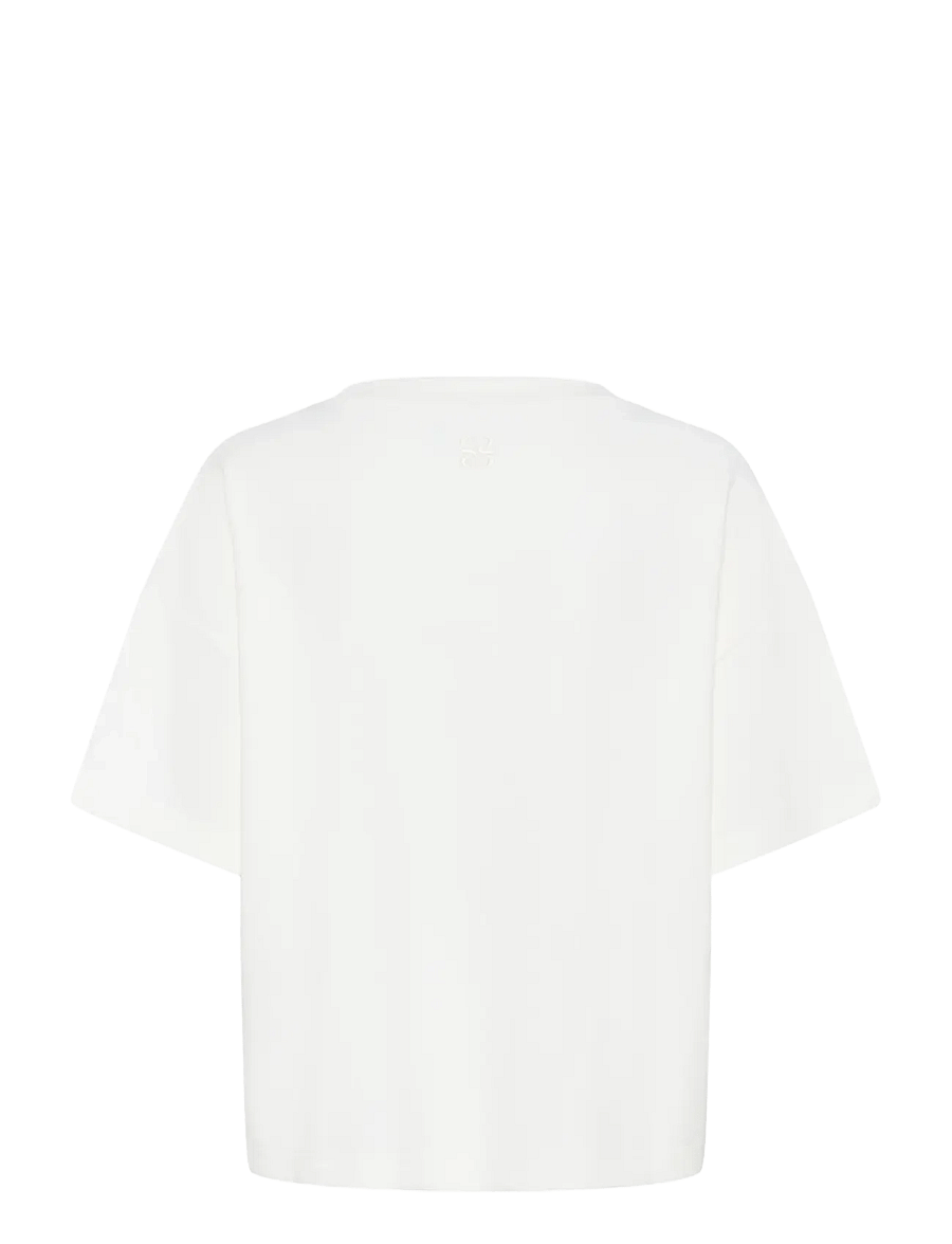 My Essential Wardrobe - HelleMW EMB Boxy Tee - t-shirts - snow white - 2