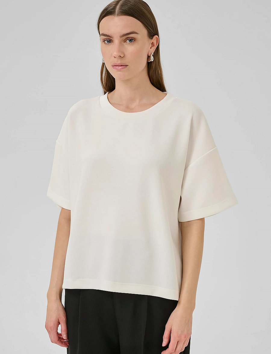 My Essential Wardrobe - HelleMW EMB Boxy Tee - t-shirts - snow white - 3