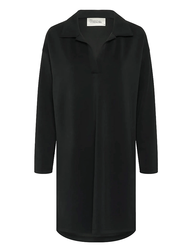 My Essential Wardrobe - HelleMW Polo Dress - kootud kleidid - black - 1