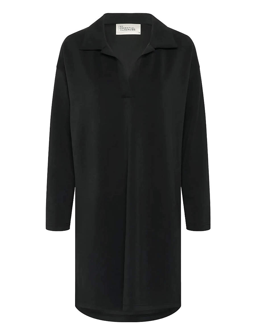 My Essential Wardrobe - HelleMW Polo Dress - knitted dresses - black - 1