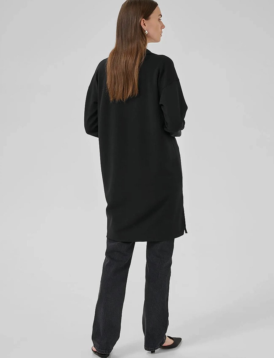 My Essential Wardrobe - HelleMW Polo Dress - knitted dresses - black - 4