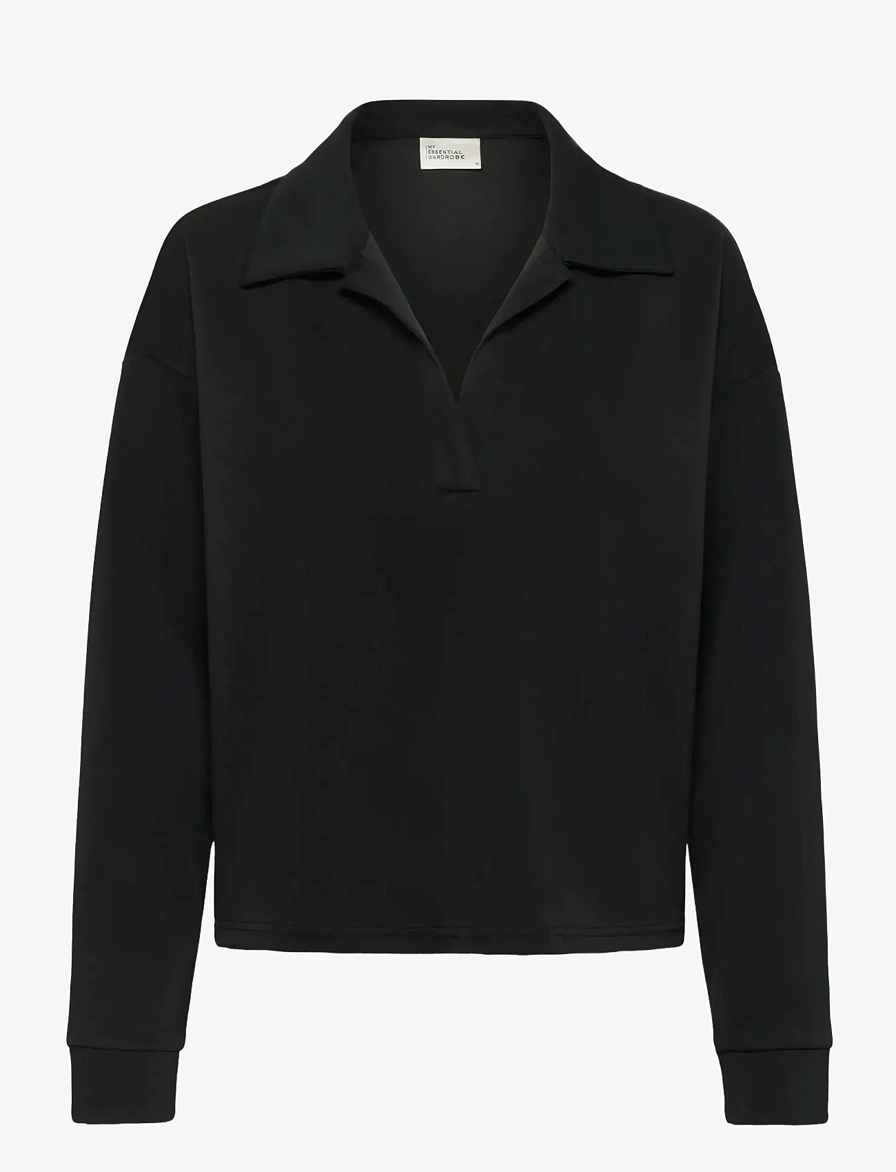 My Essential Wardrobe - HelleMW Polo Blouse - långärmade blusar - black - 1