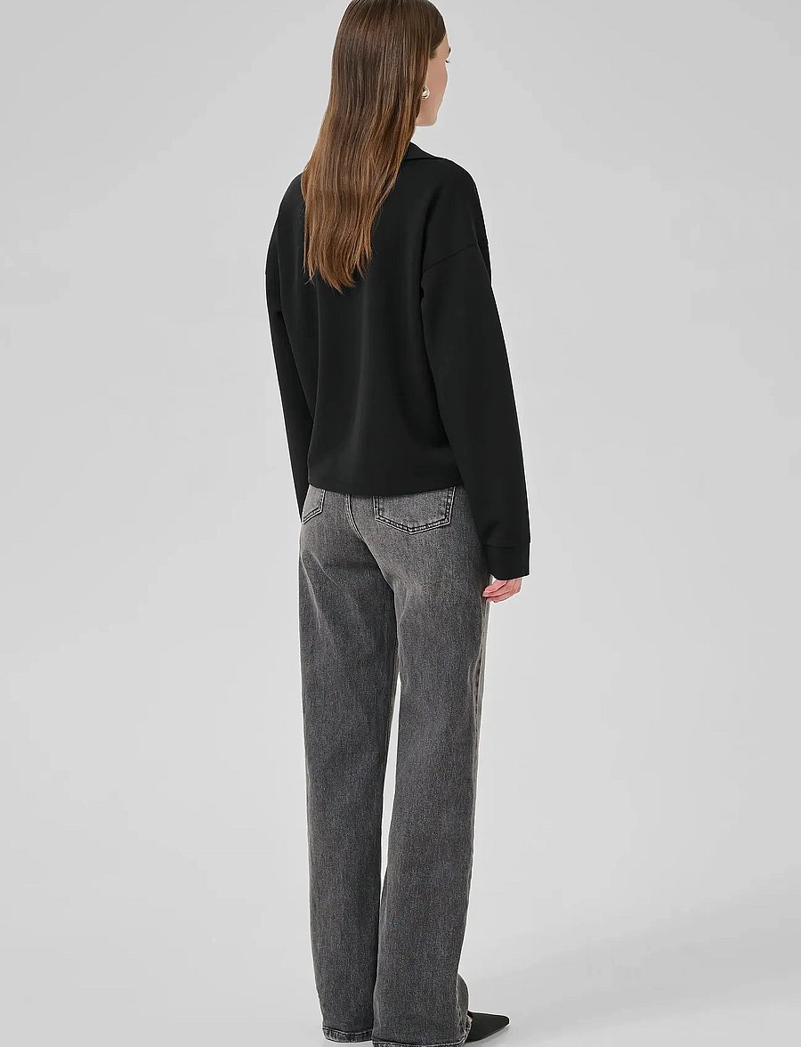 My Essential Wardrobe - HelleMW Polo Blouse - langærmede bluser - black - 4