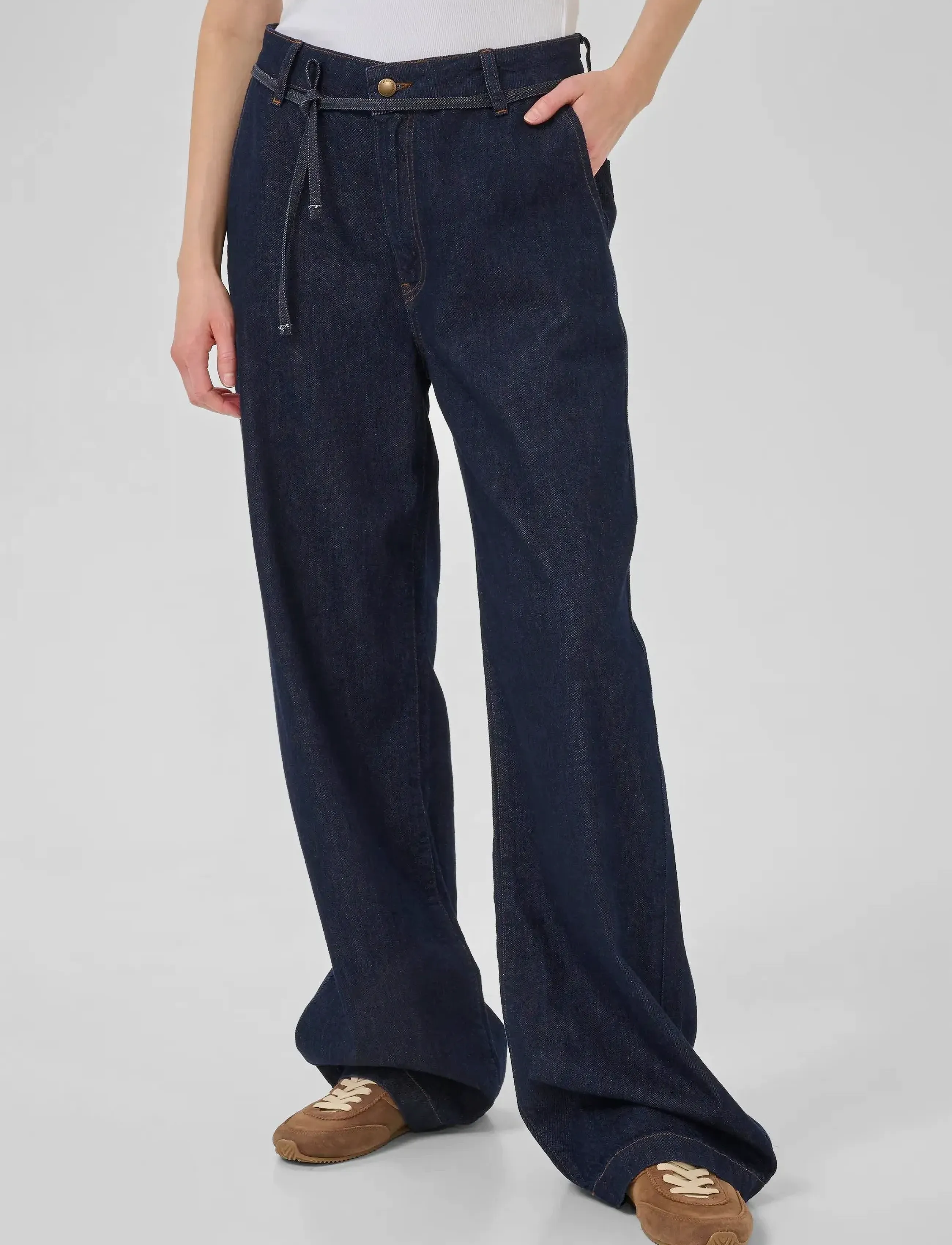 My Essential Wardrobe MWCleo 143 Mid Wide - Tøj - DARK BLUE UN-WASH / navy